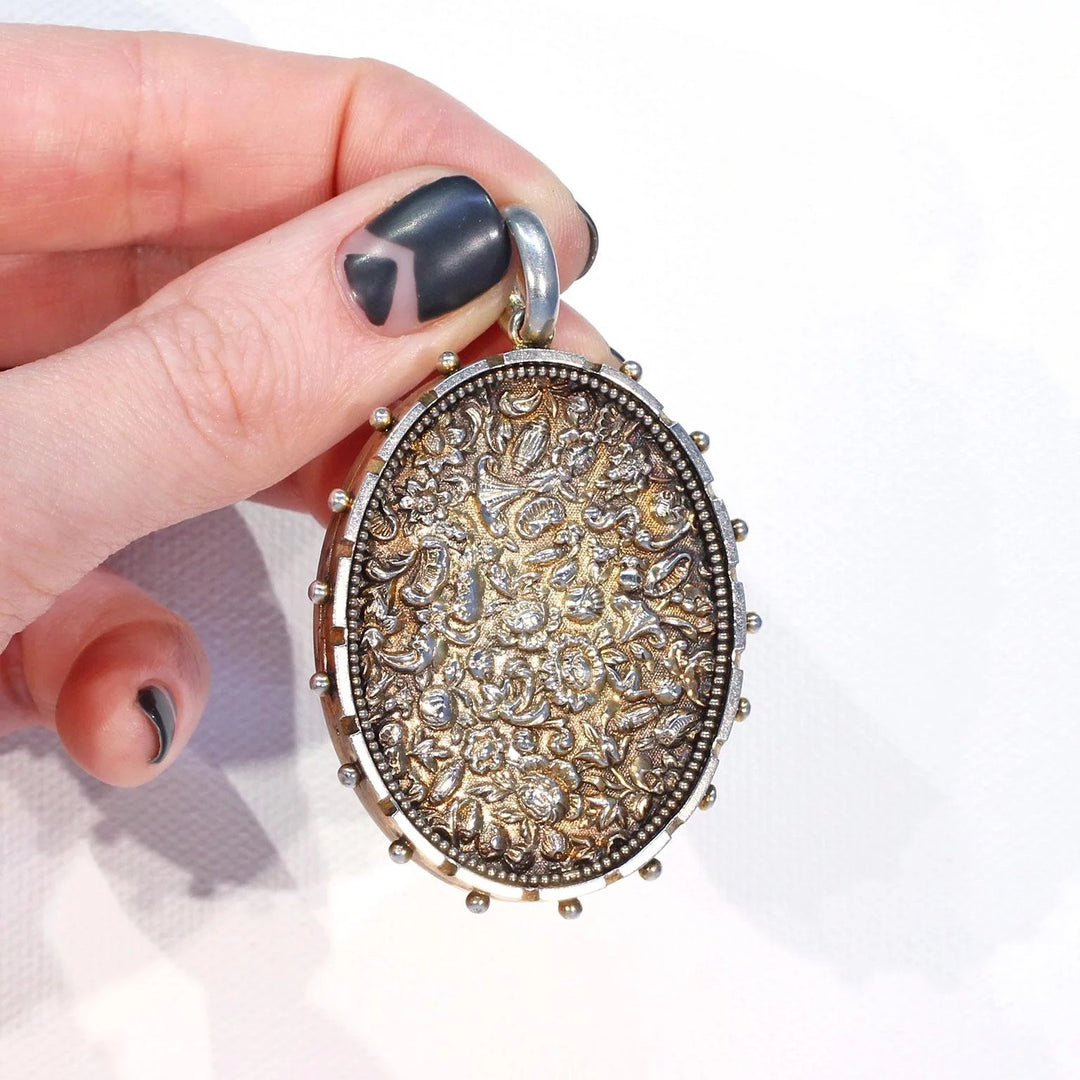 Antique Victorian Silver Repoussed Locket