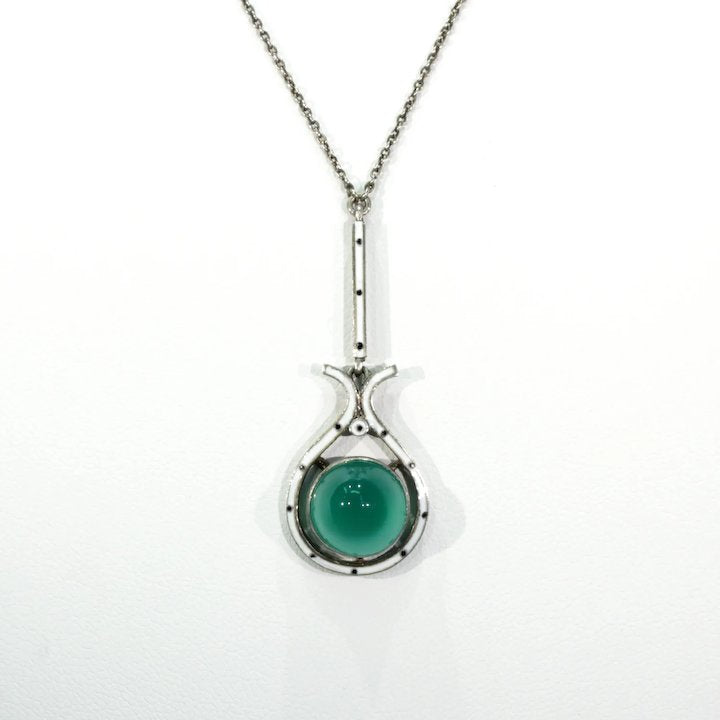 Wonderful Art and Crafts Era Chalcedony Enamel Necklace