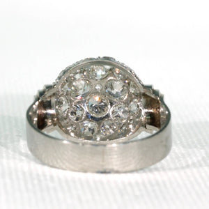Art Deco Retro Diamond Dome Ring Cocktail Ring Platinum