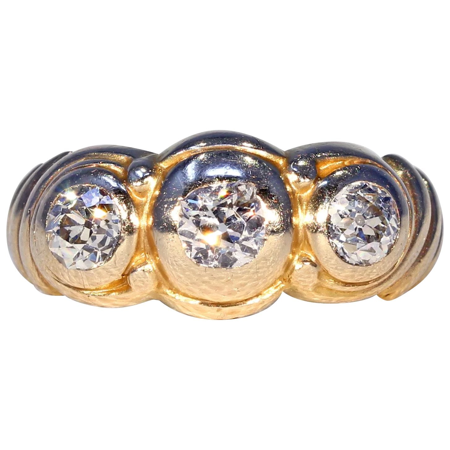 Art Nouveau 3 Stone Diamond Ring