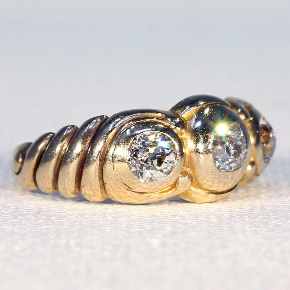 Art Nouveau 3 Stone Diamond Ring