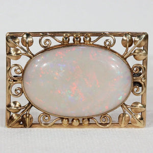 Arts & Crafts Opal Gold Brooch Pin by Henry George Murphy