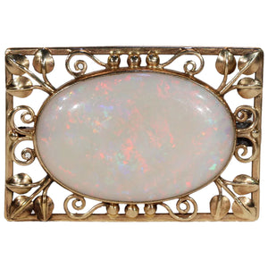 Arts & Crafts Opal Gold Brooch Pin by Henry George Murphy