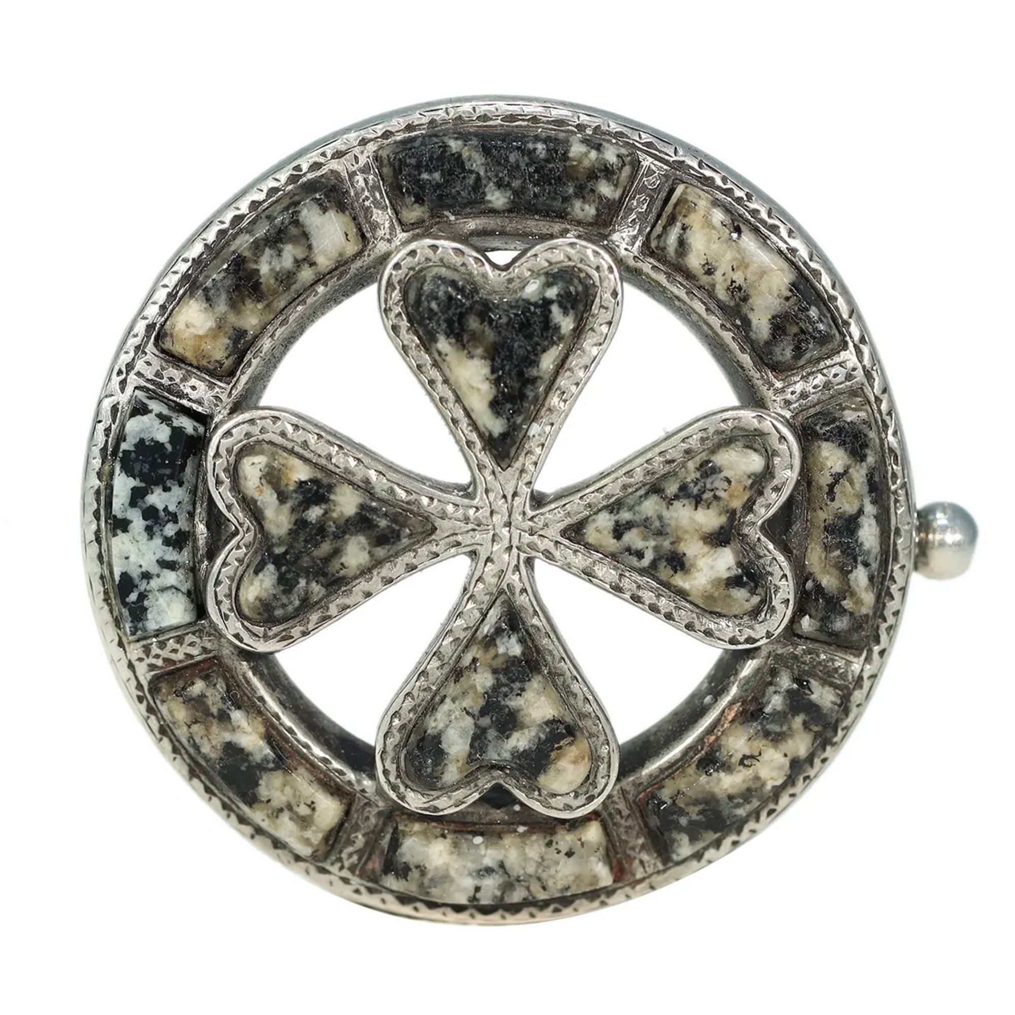 Scottish Claddagh Granite Brooch Silver Pin Dtd 1865