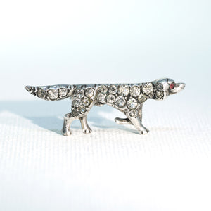 Antique Silver Paste Pointer Dog Brooch Pin