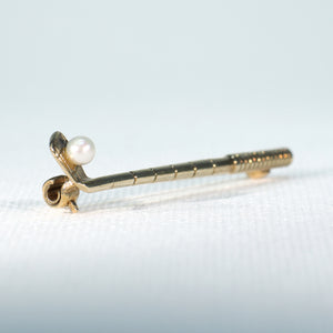 Vintage Gold and Pearl Golf Club Brooch Pin 1962