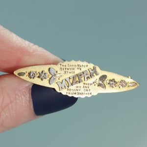 Victorian Sweetheart Mizpah Brooch Pin English 9k Gold