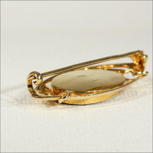 Antique Murrle Bennett & Co. Arts & Crafts Art Nouveau Mother of Pearl and 15k Gold Brooch Pin