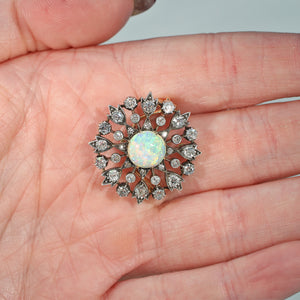 Victorian Opal Diamond Brooch Pendant Convertible