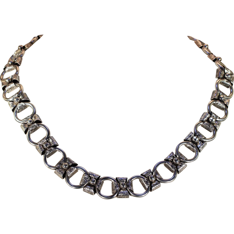 Antique Victorian Silver Collar Necklace 18" Long
