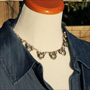 Vintage South African Silver Collar Necklace in 980 Silver