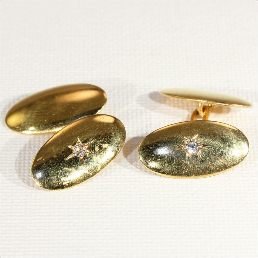 Antique Edwardian Classic Diamond Cufflinks in 15k Gold