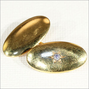 Antique Edwardian Classic Diamond Cufflinks in 15k Gold