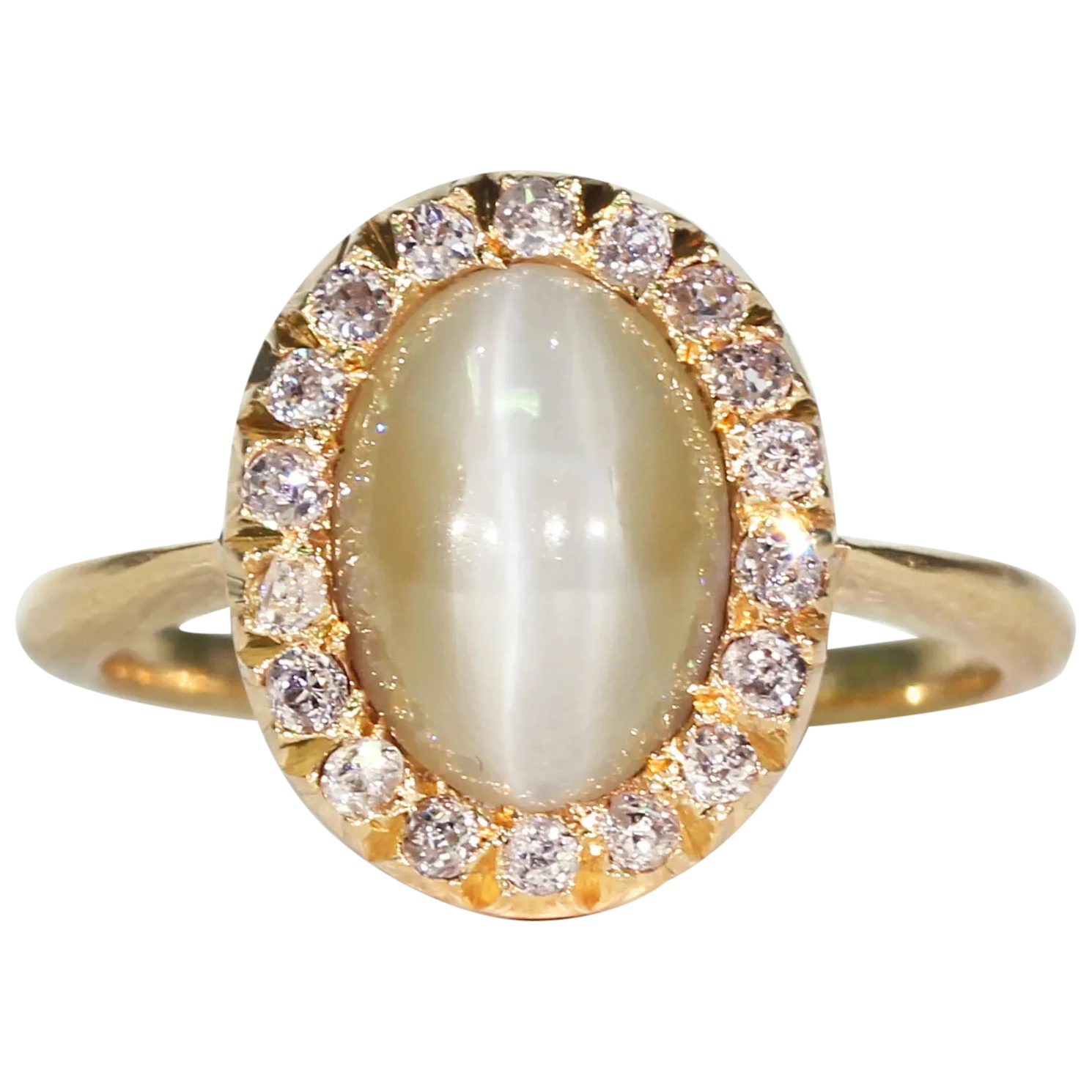 Cat's Eye Chrysoberyl Diamond Cluster Ring