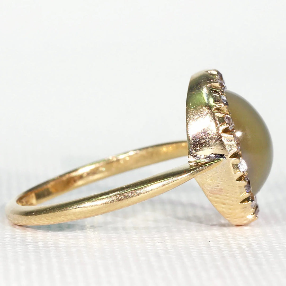 Cat's Eye Chrysoberyl Diamond Cluster Ring