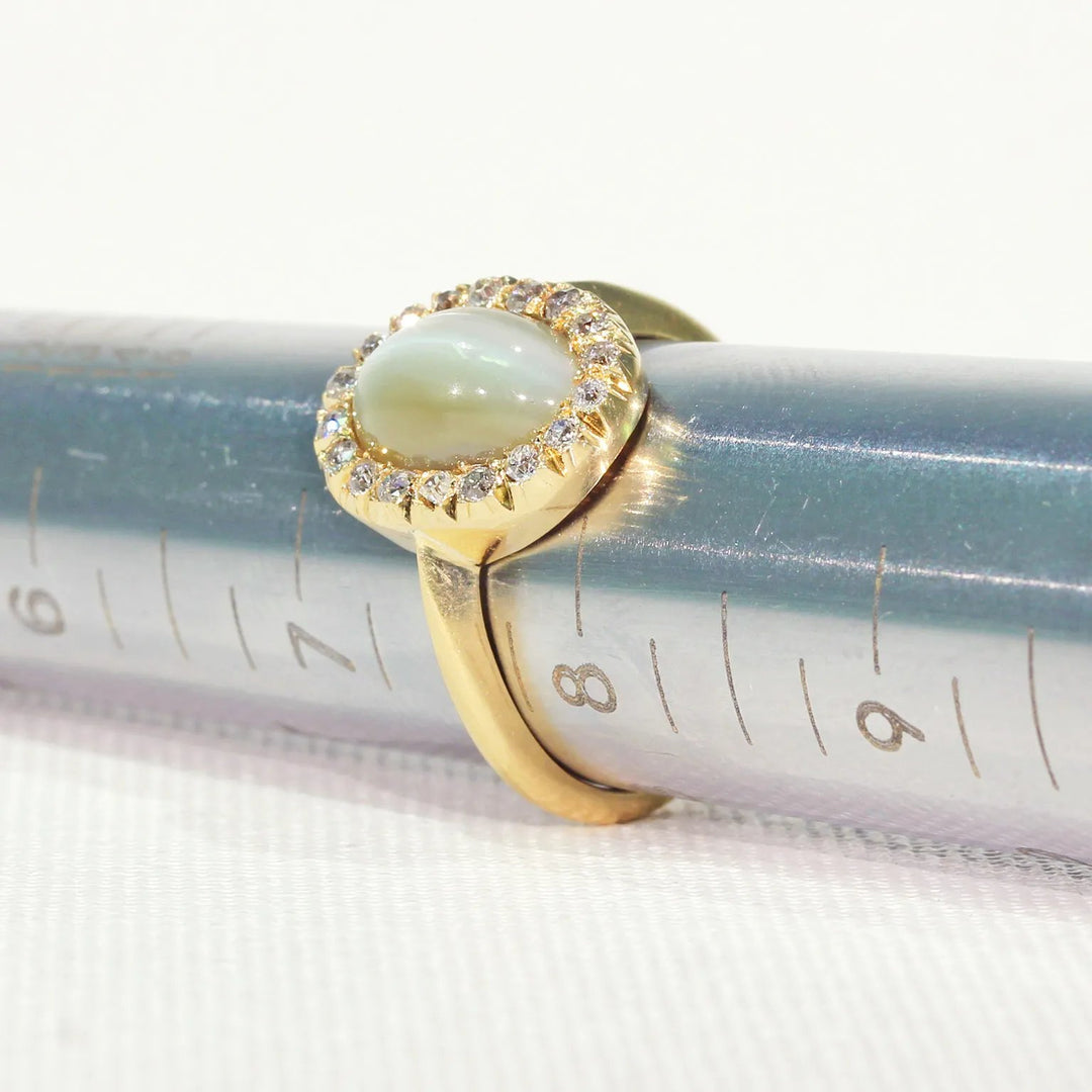Cat's Eye Chrysoberyl Diamond Cluster Ring