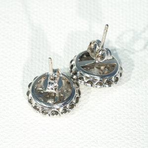 Vintage Diamond Cluster Earrings 18k White Gold 2.85 cttw