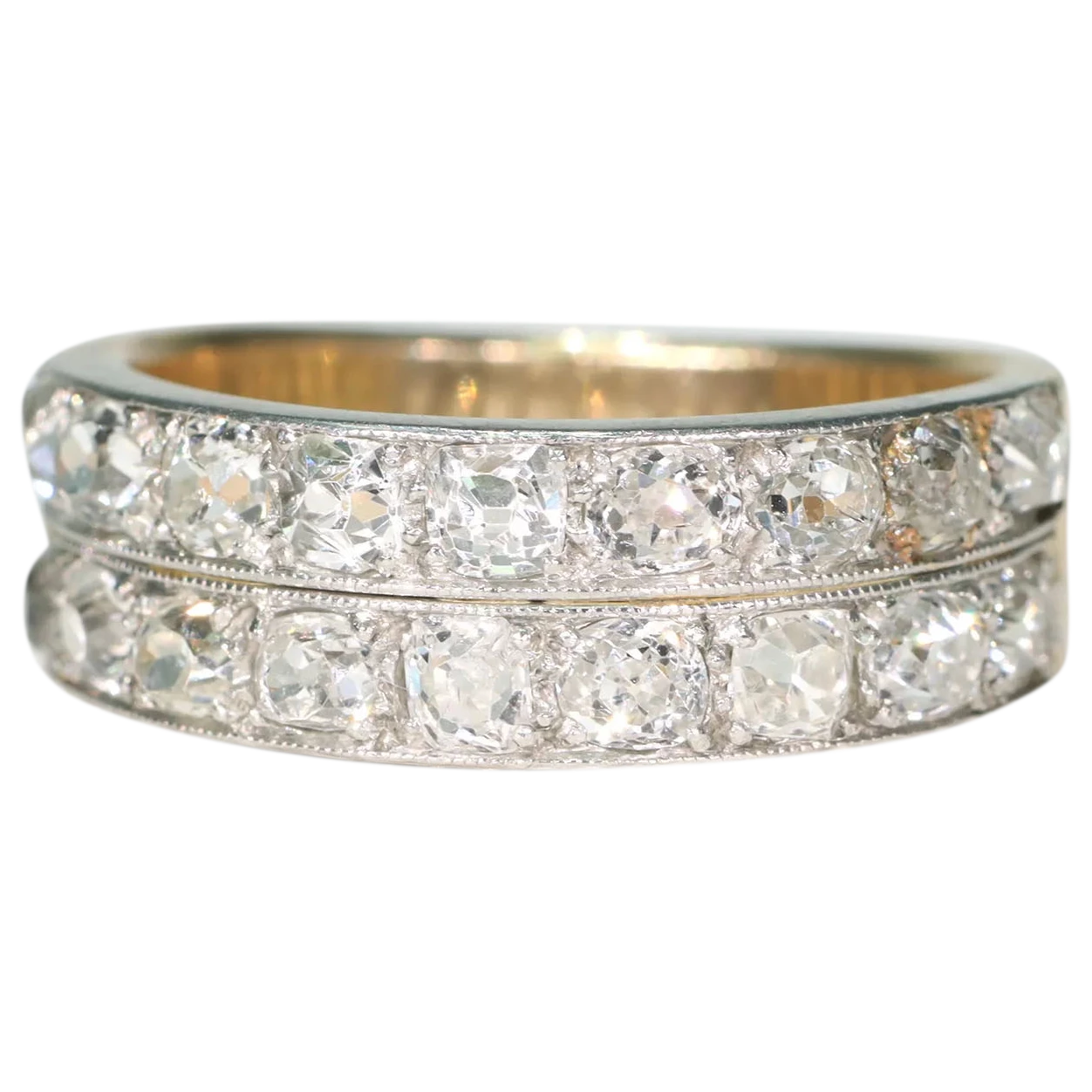 Early Art Deco Double Row Diamond Half Eternity Band Ring