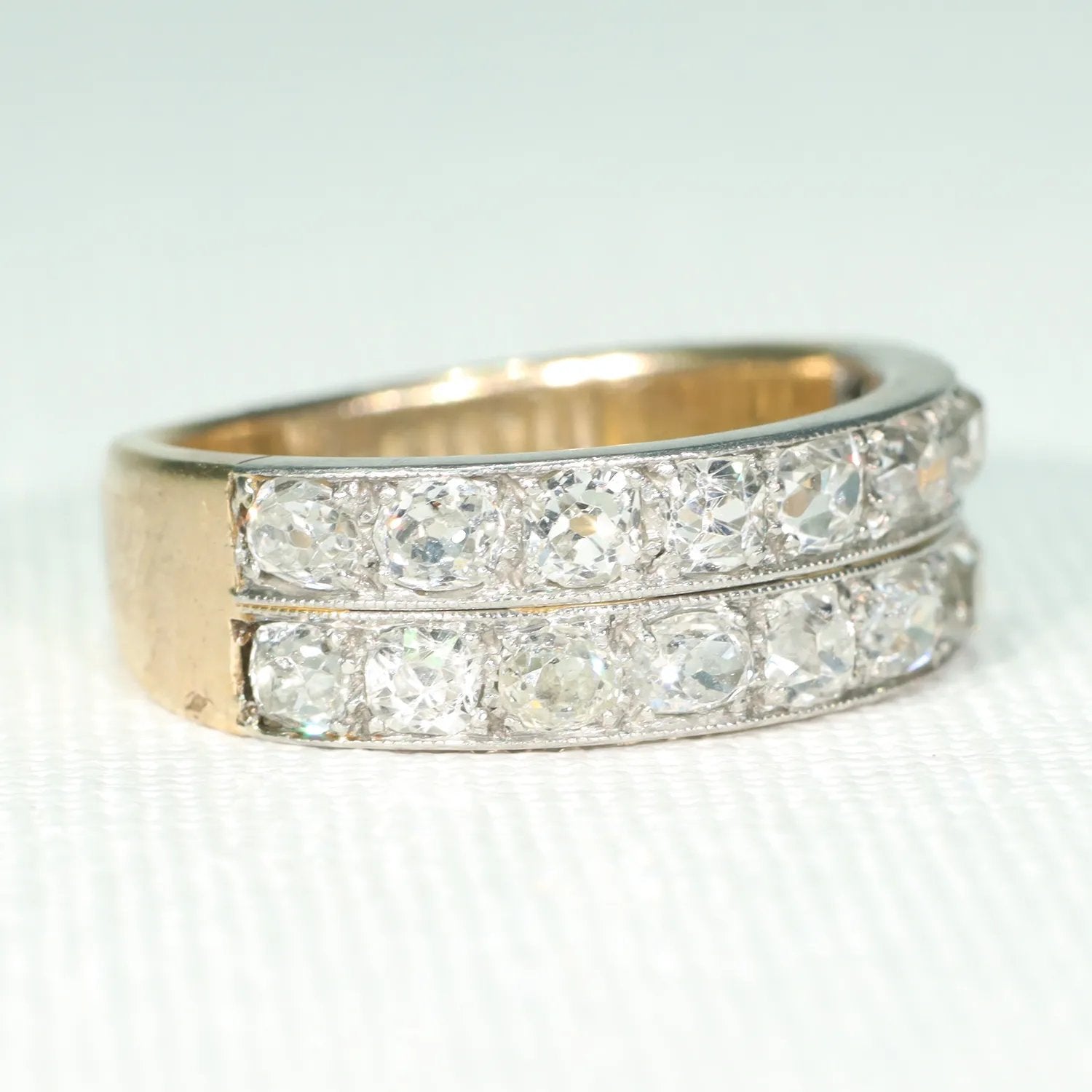 Early Art Deco Double Row Diamond Half Eternity Band Ring