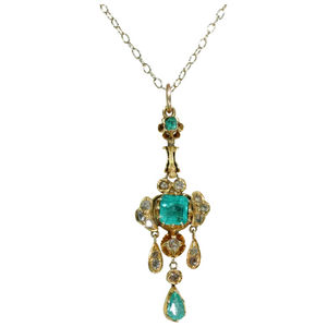 Early Georgian Emerald Diamond Pendant