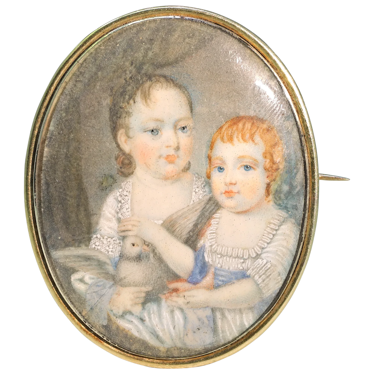 Early Victorian Enamel Portrait Miniature 15k Gold