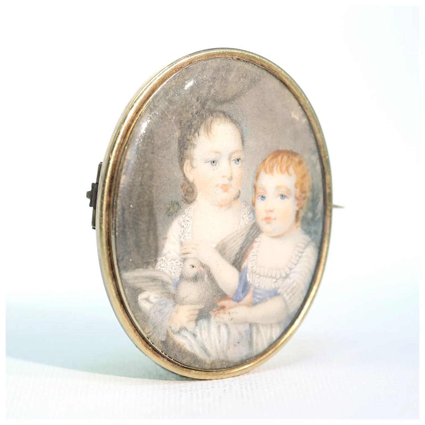 Early Victorian Enamel Portrait Miniature 15k Gold