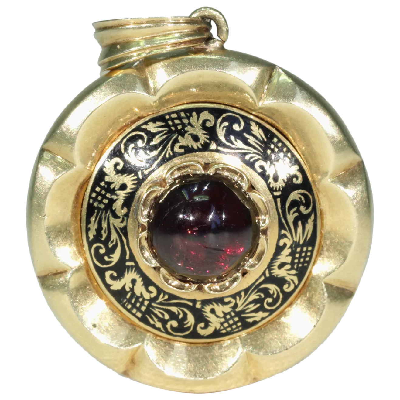 Early Victorian Garnet Enamel Memorial Locket Pendant