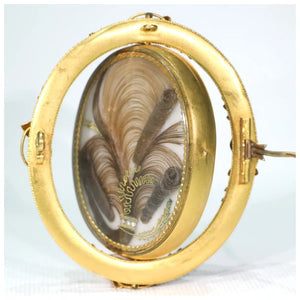 Early Victorian Gold Hair Memorial Brooch Thistles 15k