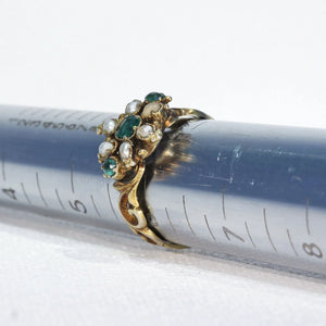 Early Victorian Green Garnet Doublet Pearl Ring