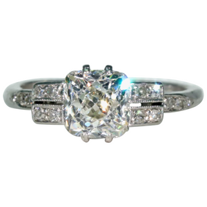 Edwardian 1.6 carat Square Mine Cut Diamond Ring Antique Engagement Ring