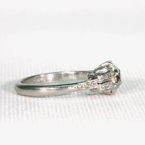 Edwardian 1.6 carat Square Mine Cut Diamond Ring Antique Engagement Ring