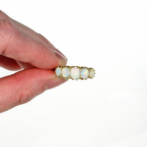 Edwardian 5 Stone Opal Ring in 18k Glowing Stones