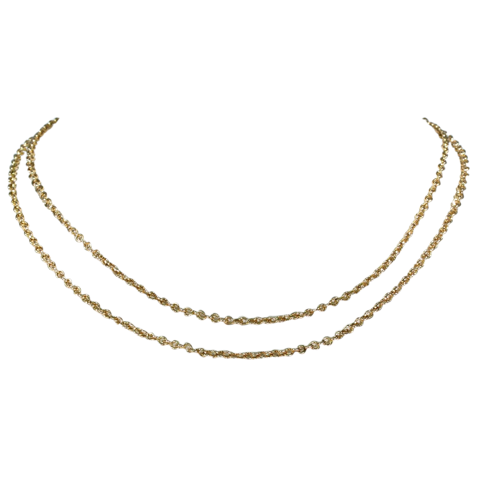 Edwardian 9k Gold Link Chain 28 inches Long Necklace