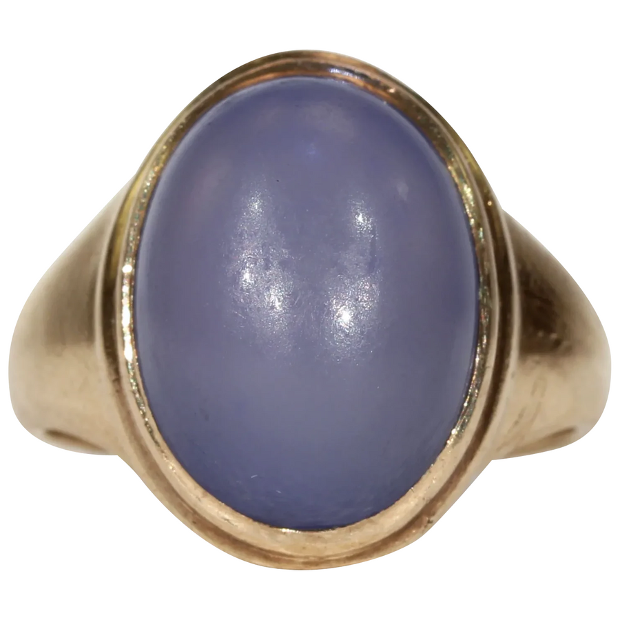 Edwardian Blue Chalcedony Ring 15k Gold