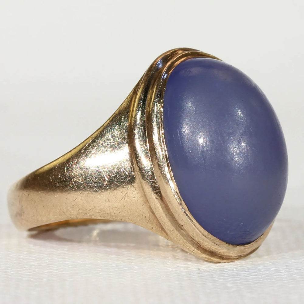 Edwardian Blue Chalcedony Ring 15k Gold