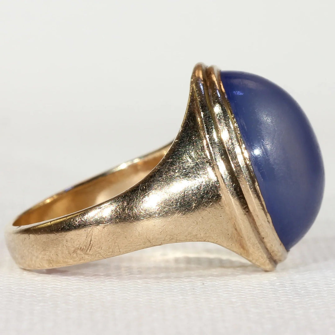 Edwardian Blue Chalcedony Ring 15k Gold