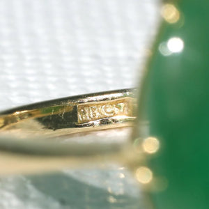 Edwardian Era Jade Ring 18k Gold Solitaire