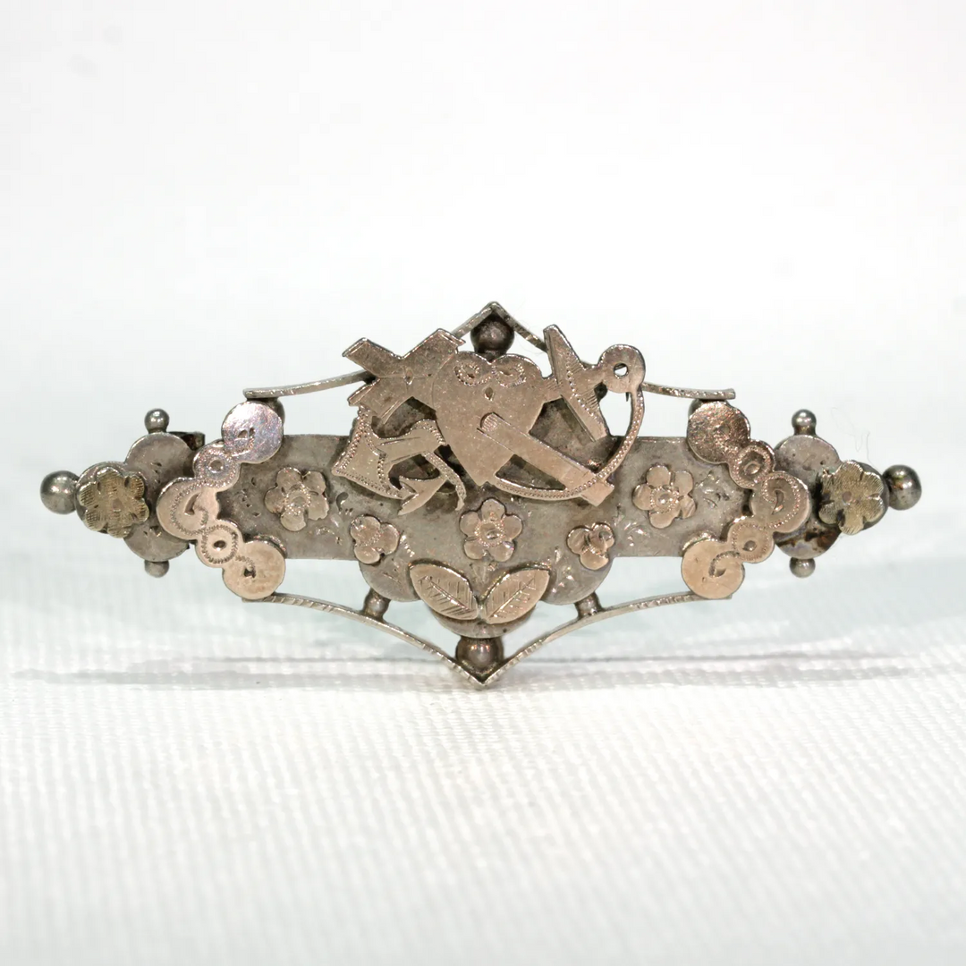 Edwardian Faith Hope and Charity Sweetheart Brooch Pin Silver