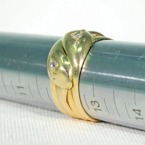 Edwardian Large Double Snake Ring Men's Diamond