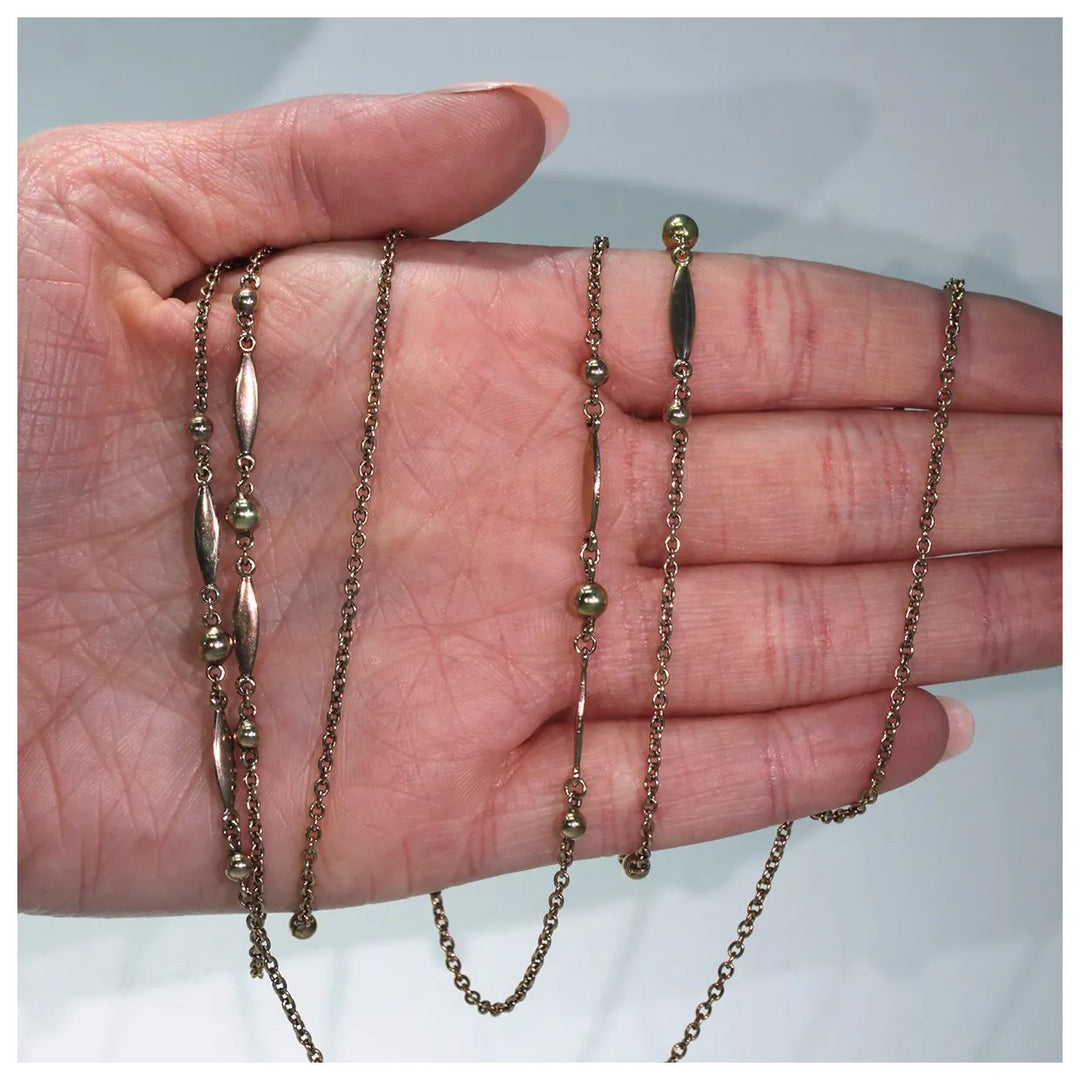 Edwardian Long Gaurd Chain 9k Rose Gold 45 inches