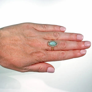 Edwardian Opal Diamond Cluster Ring 14k Gold