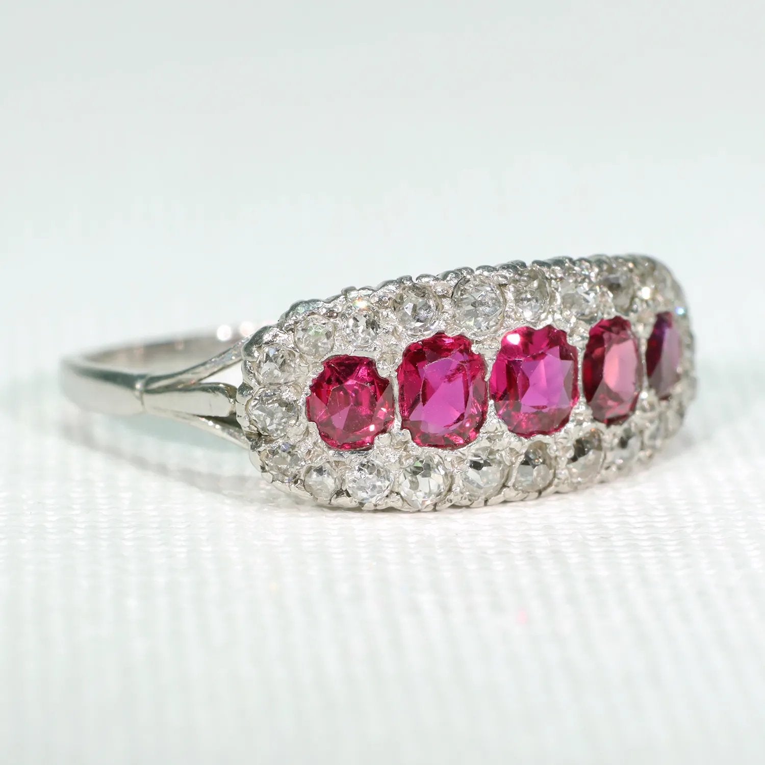Edwardian Platinum Ruby Diamond Ring
