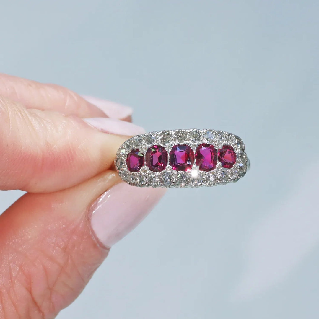 Edwardian Platinum Ruby Diamond Ring