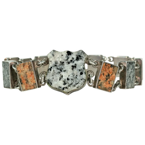 Edwardian Silver Granite Scottish Style Bracelet
