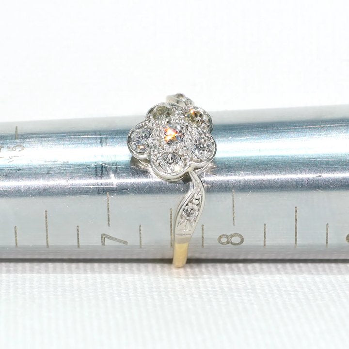 Elegant Edwardian Diamond Cluster Ring 1.0cttw Flower 18k Gold Platinum
