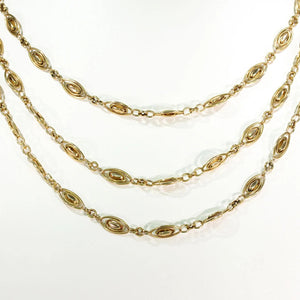 Exquisite French Long Guard Chain Necklace 18k Gold c. 1880
