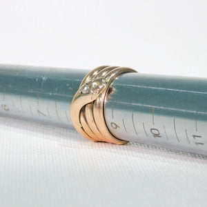 Extra Wide Antique Diamond Snake Ring 9k Gold