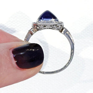 Fantastic Art Deco Sapphire Diamond Ring in Platinum