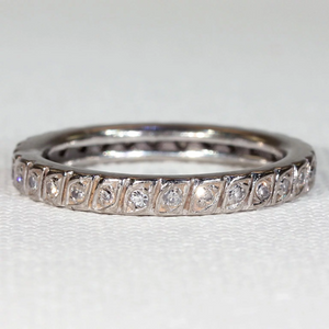 French Art Deco Eternity Band Ring White Gold Size 8.25