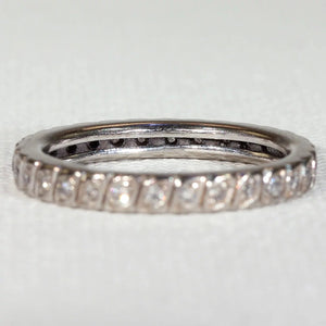 French Art Deco Eternity Band Ring White Gold Size 8.25